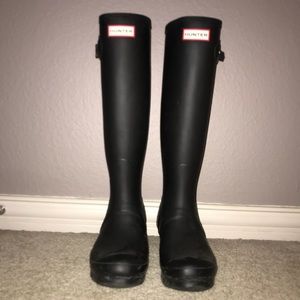 Matte black hunter boots